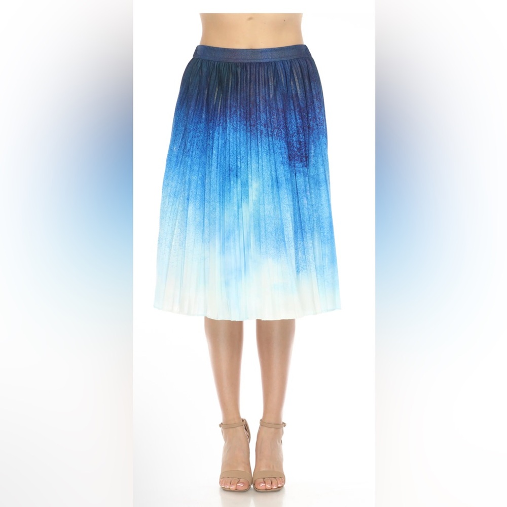 Johnny Was Jade Blue Ombre Pleated Skirt